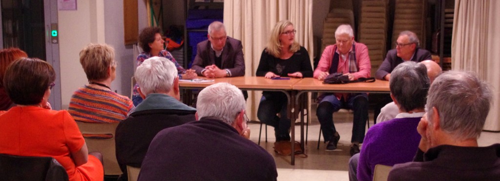 Danielle TENSA, Elue Auterive Autrement, Michel ZDAN, Président du SMIVOM de la Mouillonne, Cathy HOAREAU, Présidente de l'Association Auterive Autrement, René AZEMA, Élu du groupe d'opposition Auterive Autrement, et Serge BAURENS, Président de la CCVA (Communauté de Communes de la Vallée de l'Ariège)